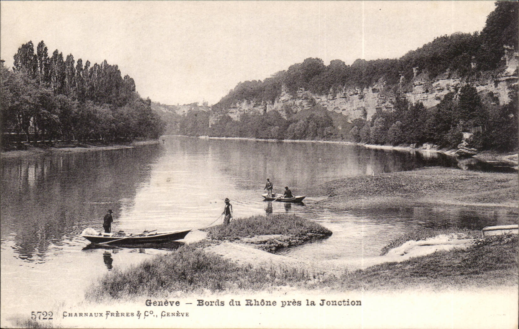 CPA Suisse Geneve Bords du Rhone pres la Jonction