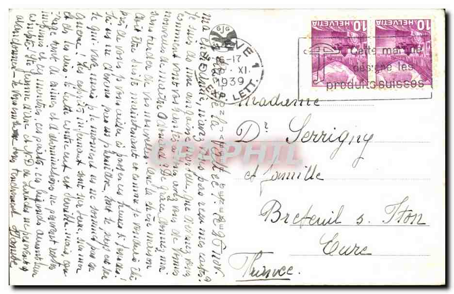 CPA Suisse Geneve La rade et le Mont Blanc — Rückseite