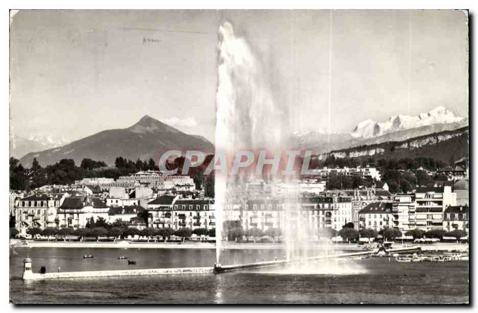 CPA Suisse Geneve Le jet d'eau et le Mont Blanc