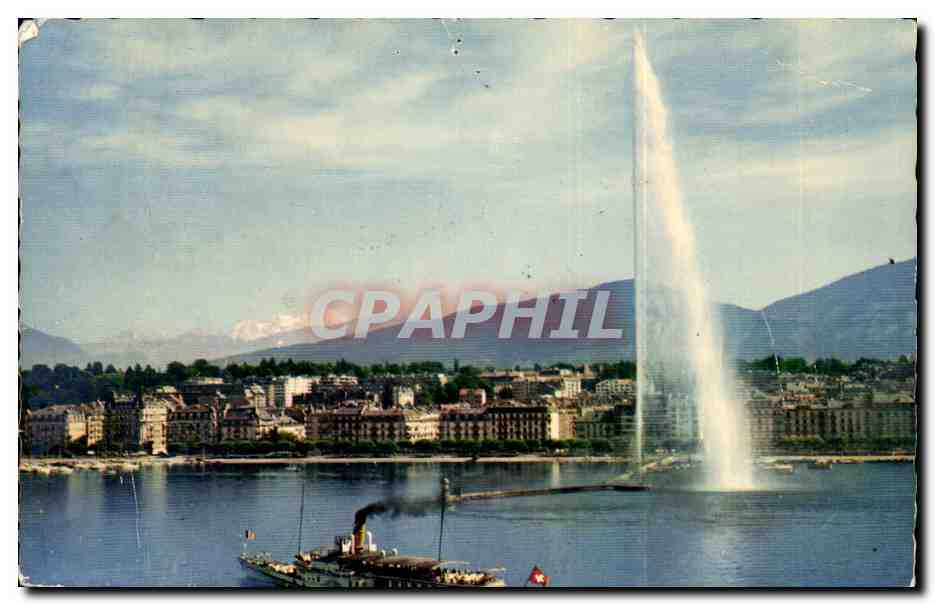 CPA Suisse Geneve Le jet d'eau et le mont Blanc