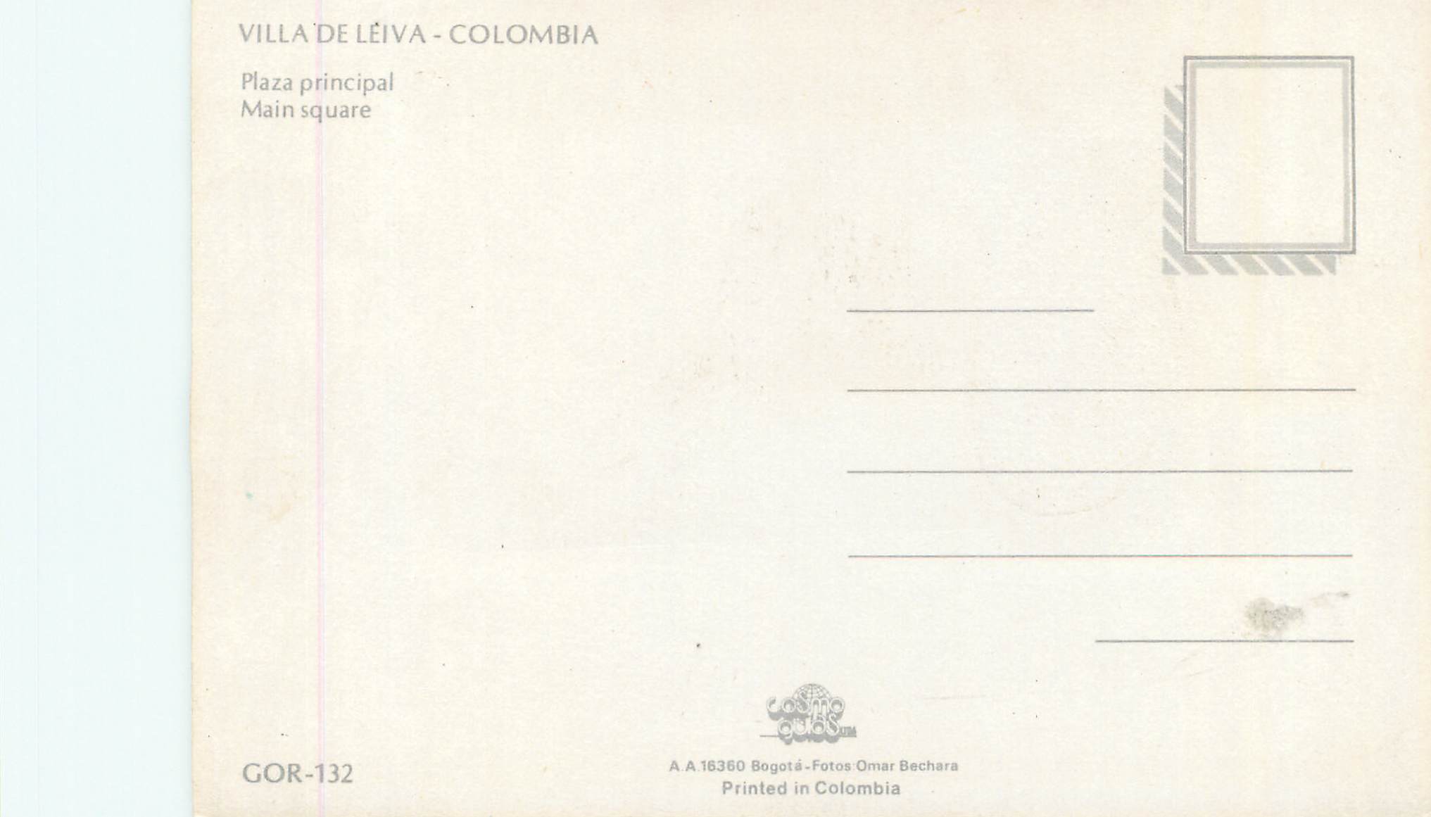 CPM Colombia Villa de Leiva Plaza principal Main Square — Rückseite