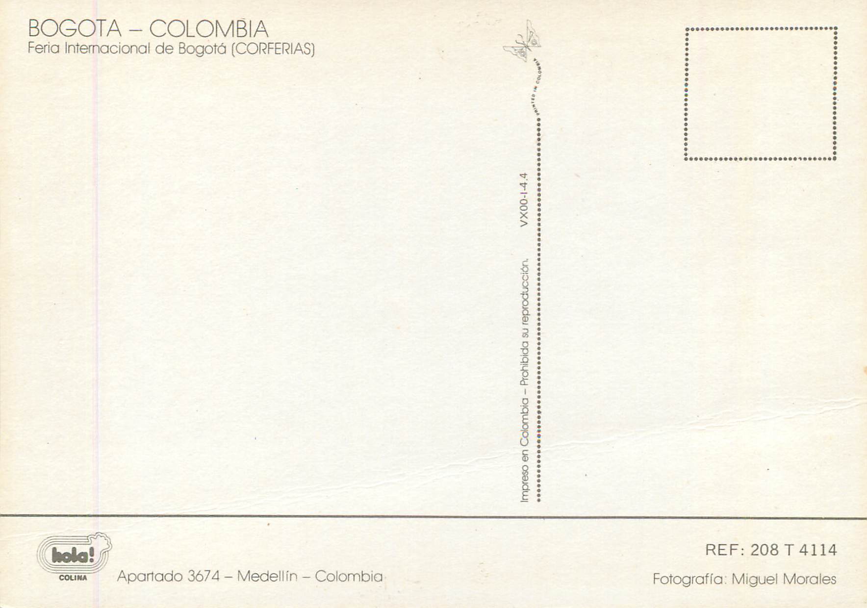 CPM Colombia Bogota Feria Internacional de Bogota (Corferias) — Rückseite