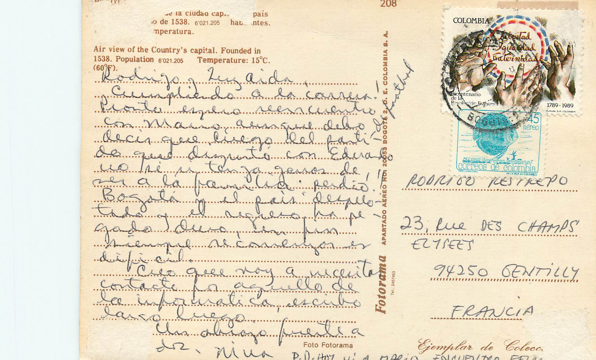 Bogota — vue aérienne — Fotorama S.A. — Verso