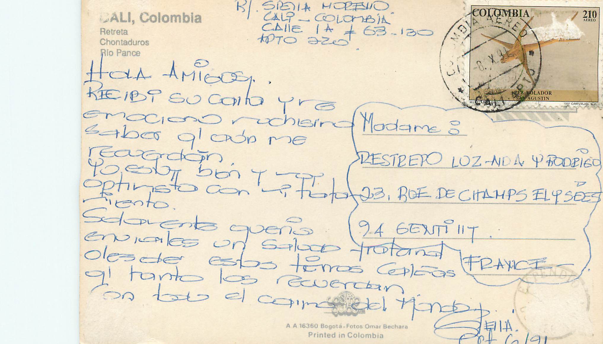 CPM Colombia Cali Retreta Chontaduros Rio Pance — Rückseite