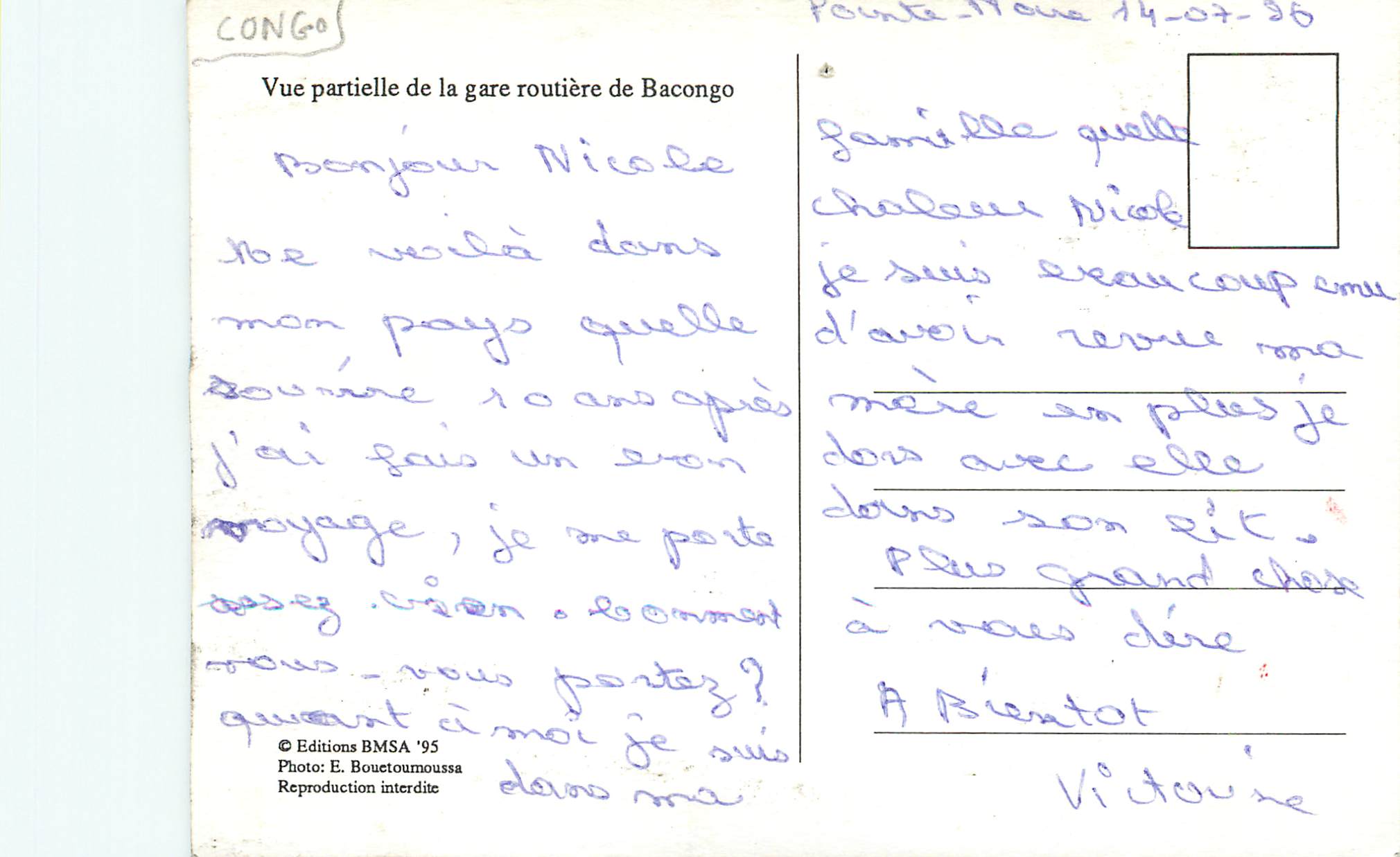CPM Vue partielle de la Gare routiÃ¨re de Bacongo — Rückseite