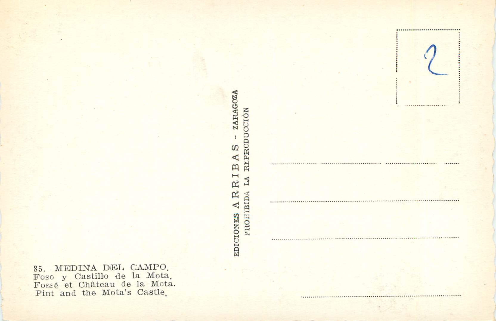 CPM Medina del Campo Fosse et Chateau de la Mota  — Rückseite