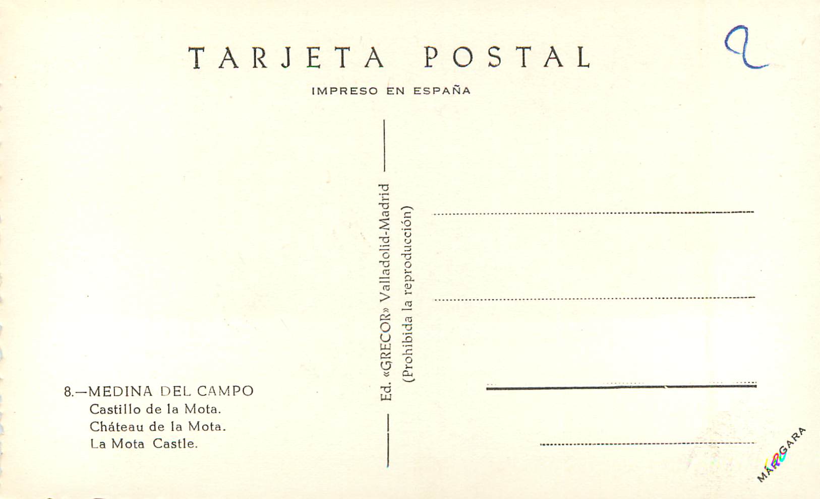 CPM Medina Del Campo Chateau de la Mota — Rückseite