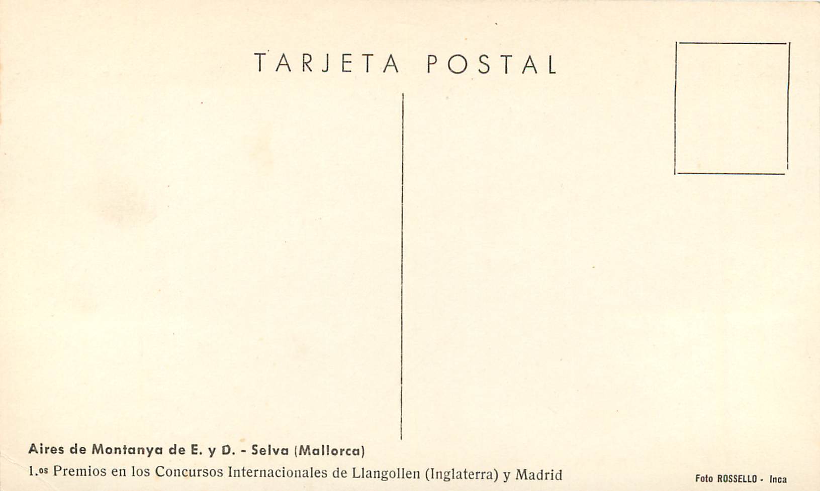 CPM Aires de Montanya Selva Mallorca Folklore — Rückseite