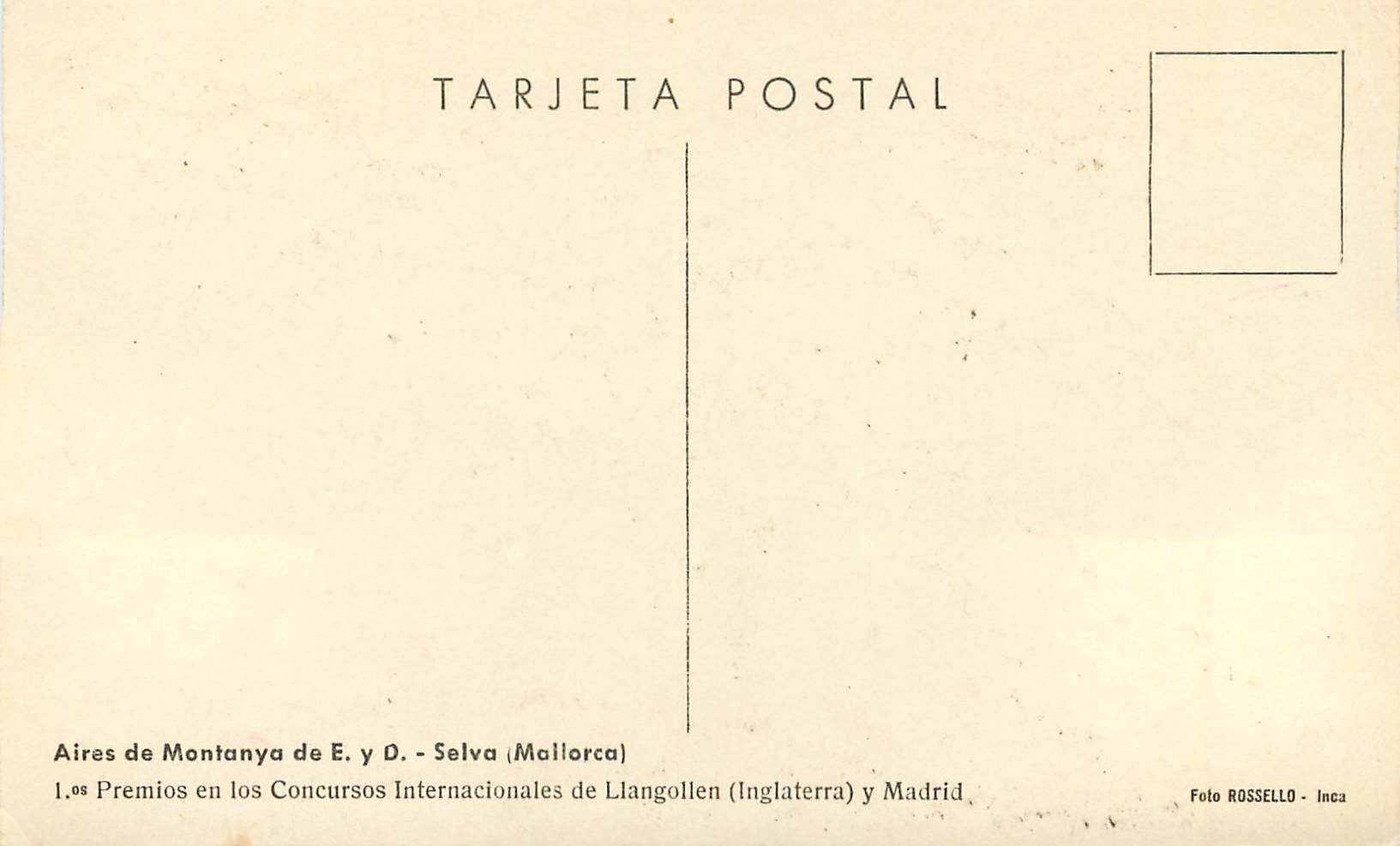 CPM Aires de Montanya Selva Mallorca Folklore — Rückseite