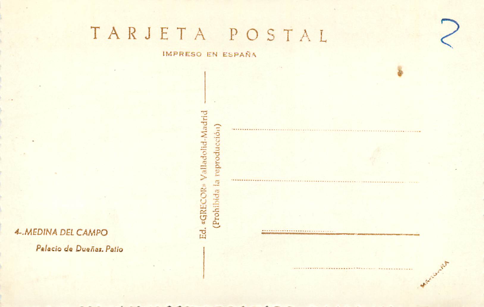 CPM Medina del Campo Palacio de Duenes Palio — Rückseite