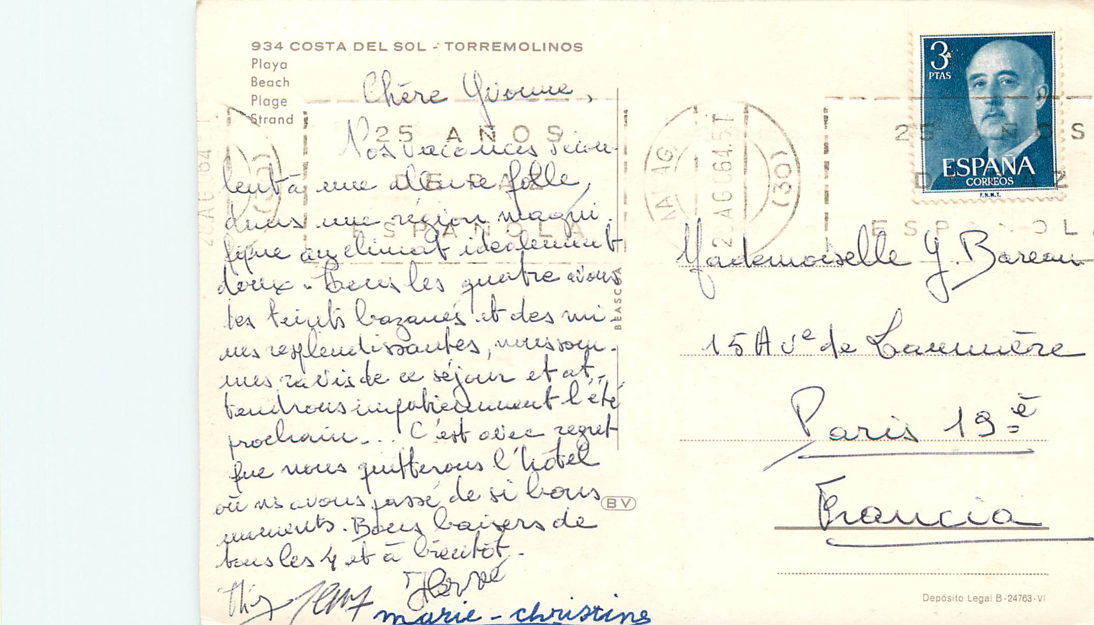 CPM Torremolinos Costa del Sol Plage — Rückseite