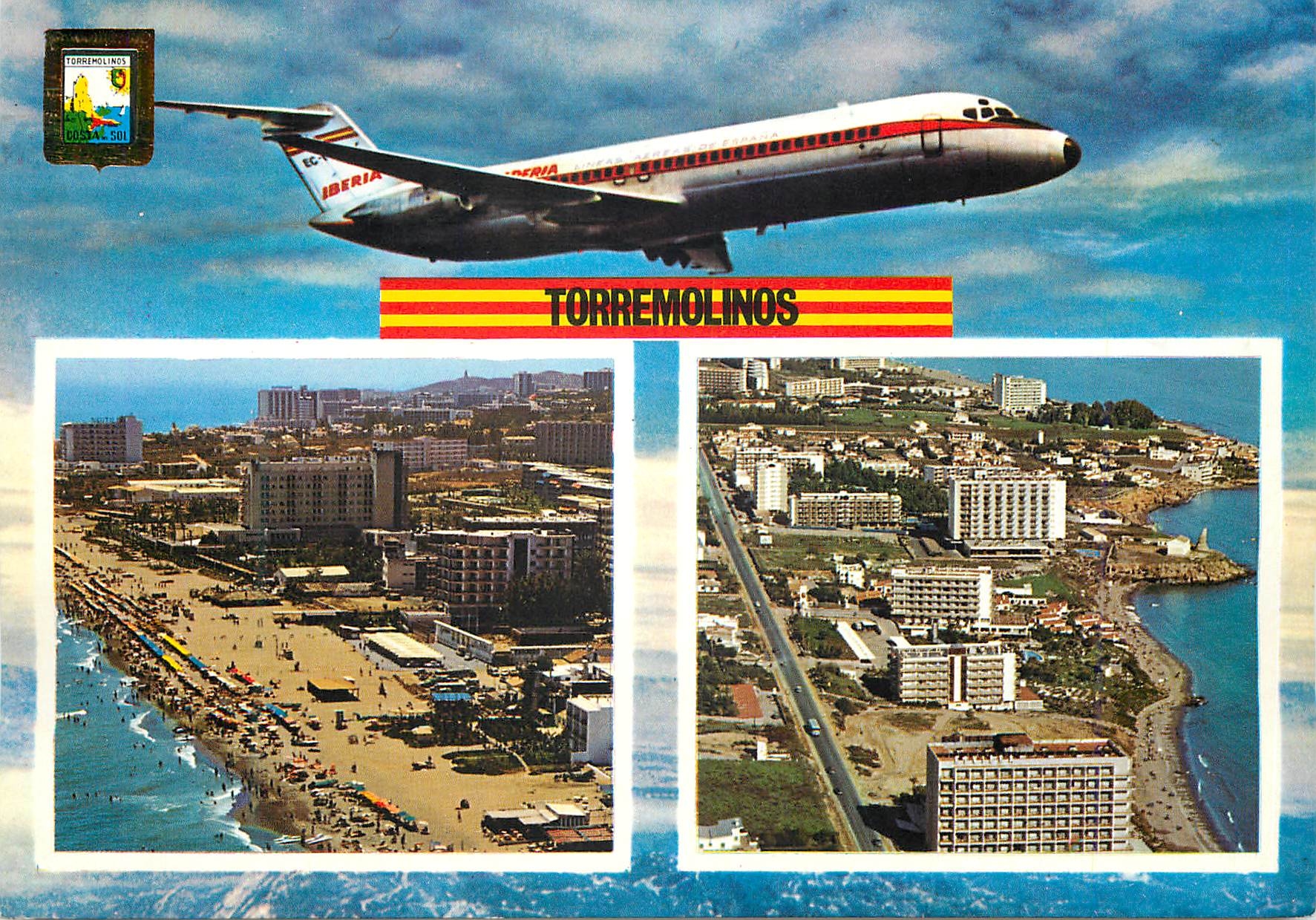 CPM Torremolinos Malaga Vues aerienne Avion