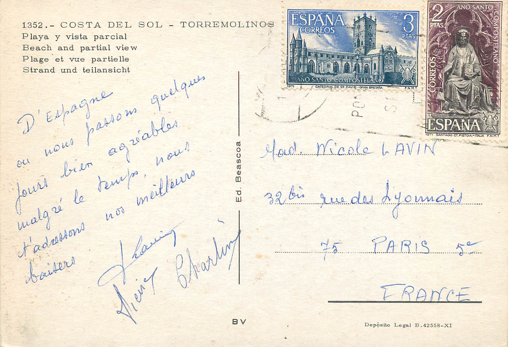 CPM Torremolinos Costa del Sol Plage et vue Partielle — Rückseite
