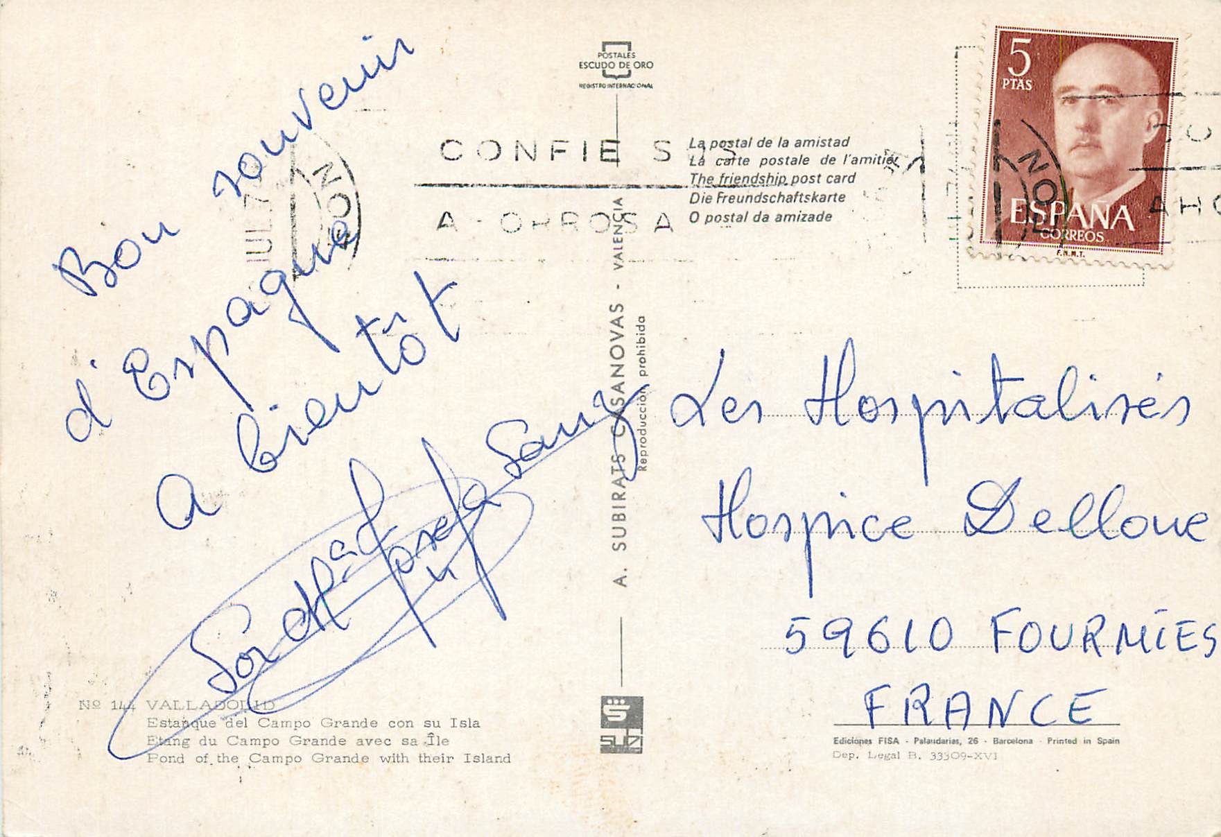 CPM Valladolid Etang du Campo Grande avec un Ile — Back