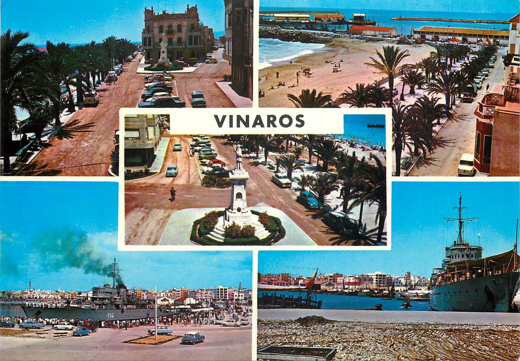 CPM Vinaroz Castellon Paseo Generalfsimo Monimento a Costa Y Borras Playa y Paseo