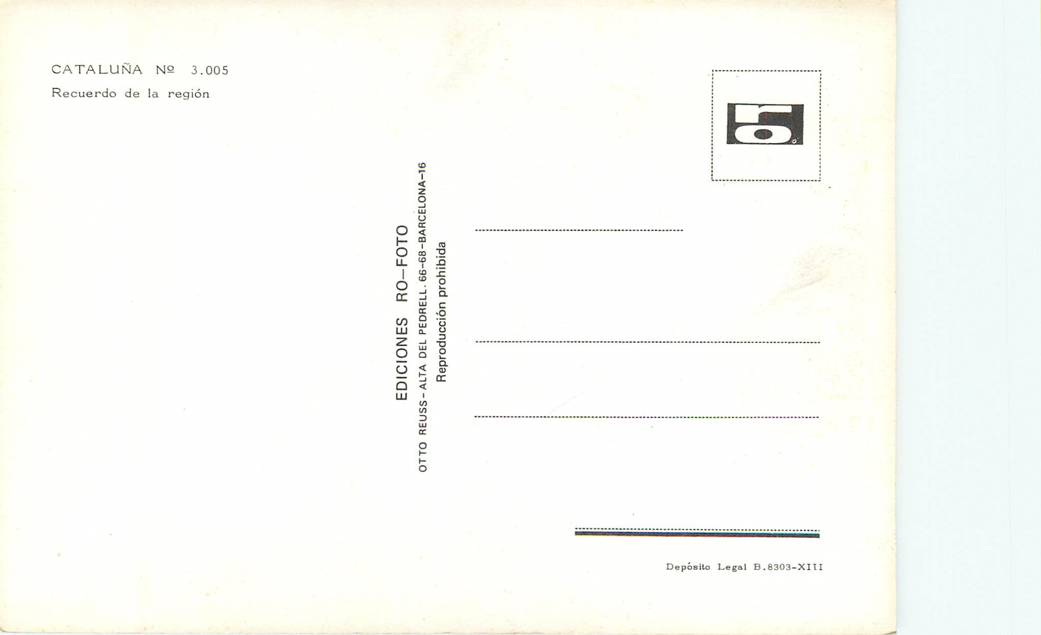 CPM Cataluna Recuerdo de la Region — Rückseite