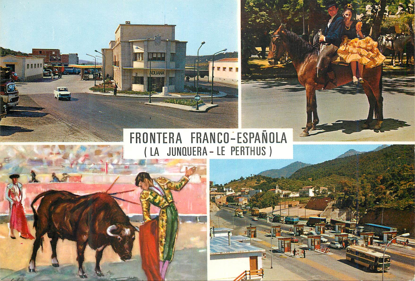 CPM Frontera Franco espanola la Junquera le Perthus Taureau Corrida
