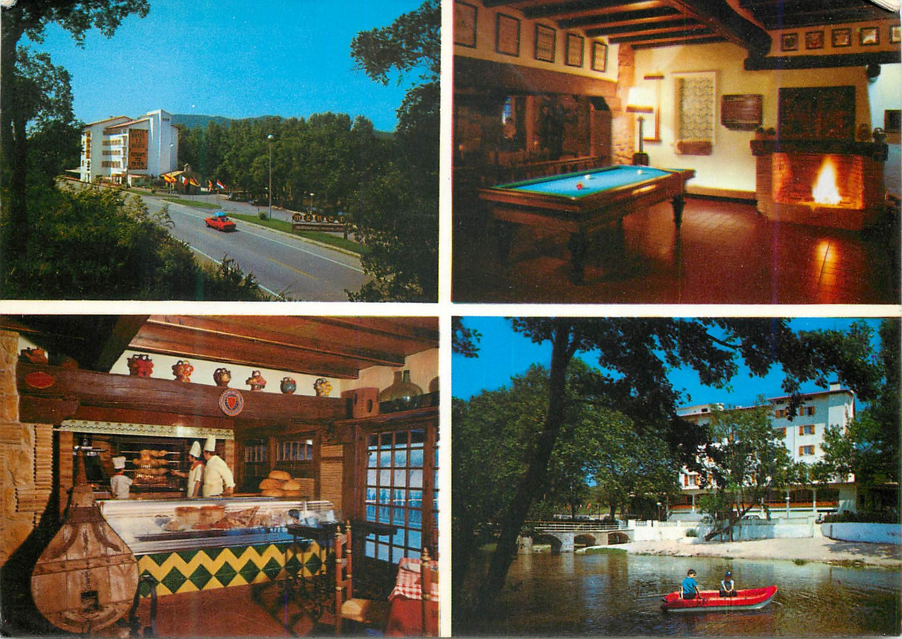 CPM Gerona Espana Hotel Merce park Restaurante la Noria Ctra Nac II a 5km de la Junquera