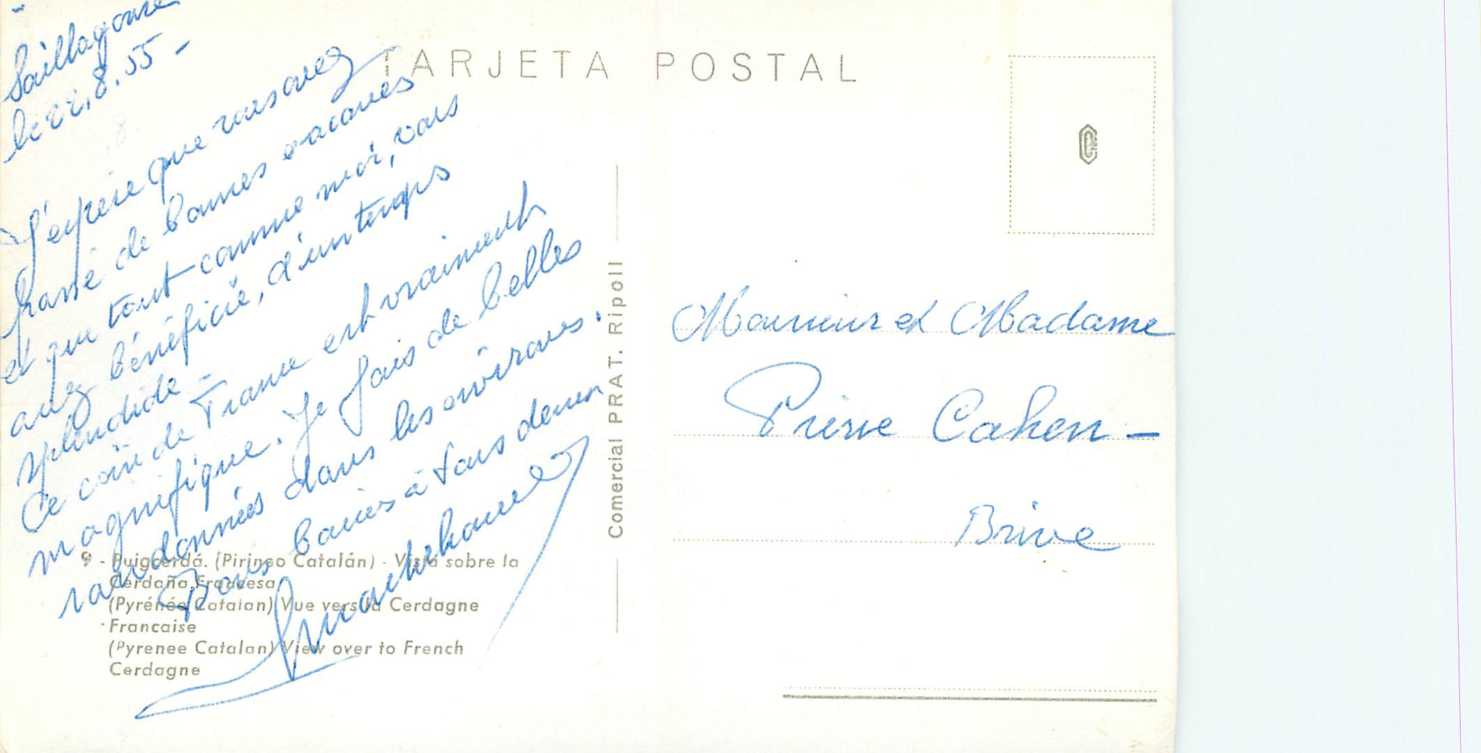 CPM Pyrene Catalon Vue vers la Cardogne Francaise — Rückseite