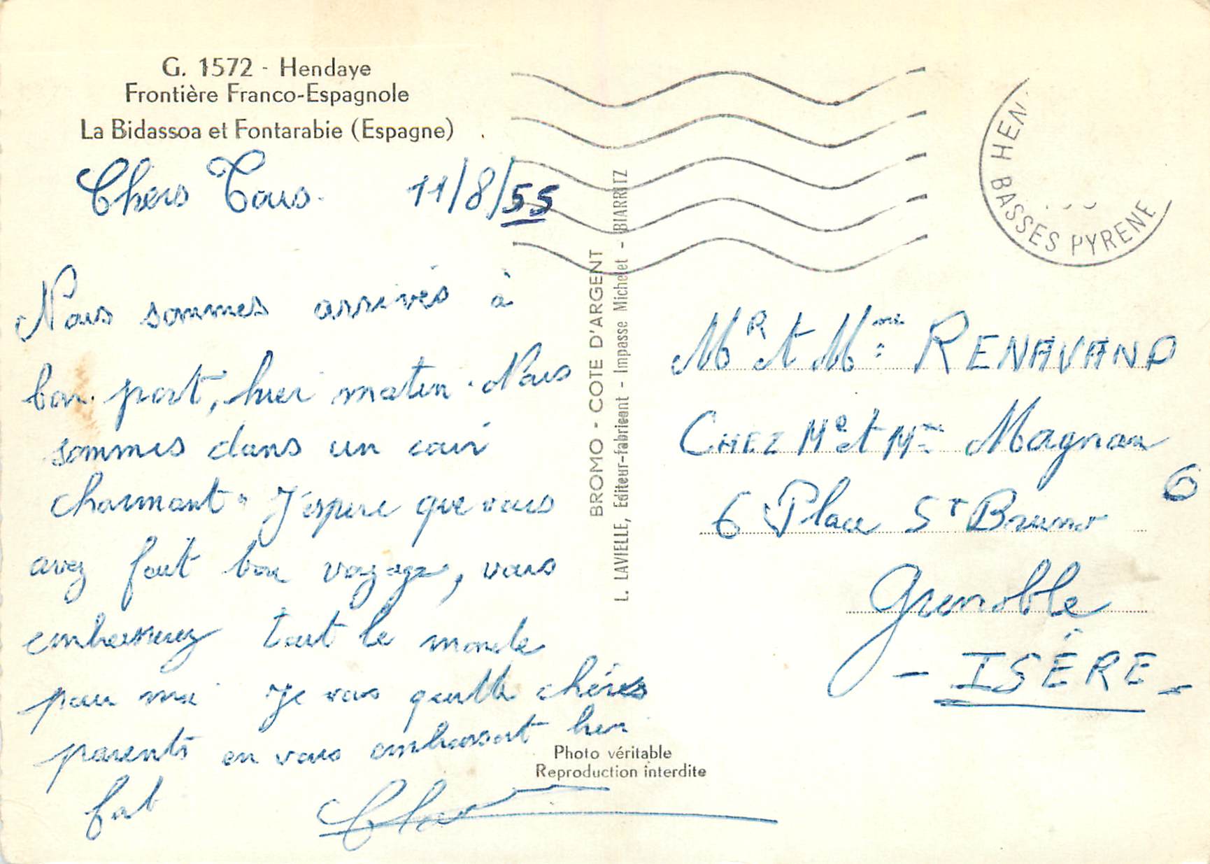 CPM Hendaye Frontiere Franco Espagnole — Rückseite