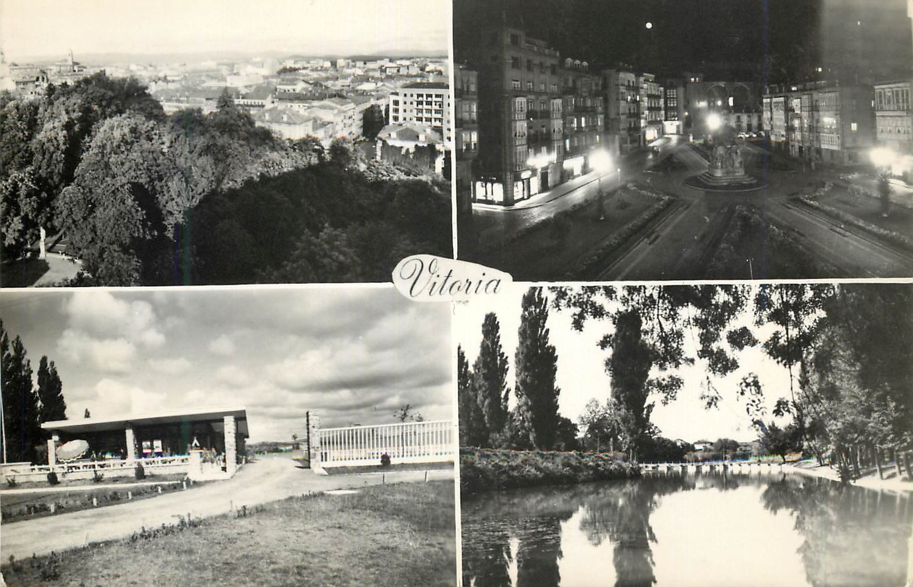 CPM Vitoria Vista Panoramica Plaza Virgen Blanca(Nocturna)