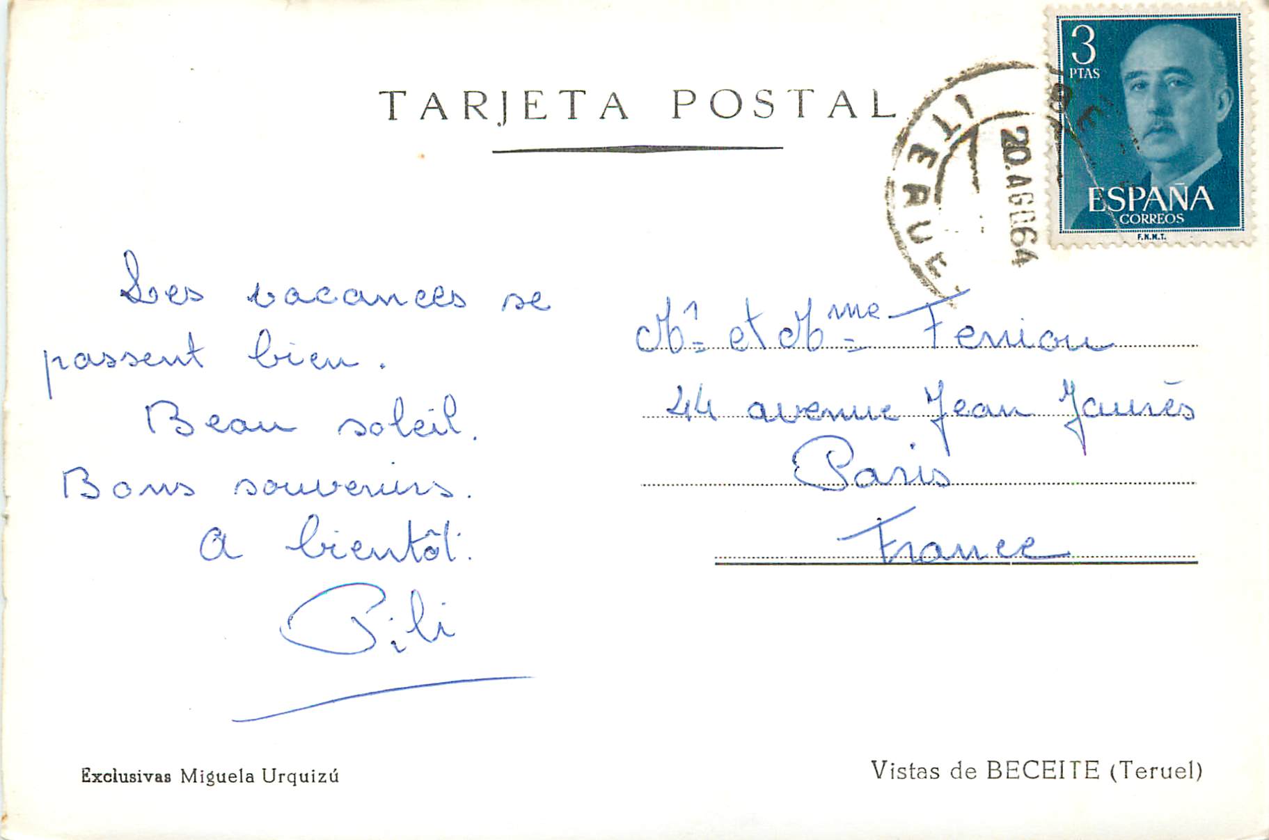Mas de Lluvia — Teruel — Exclusivas Miguel Urquizú — Rückseite