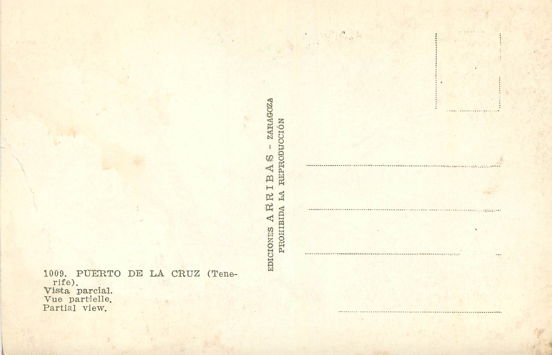 CPM Puerto de la Cruz Vue Partielle — Rückseite