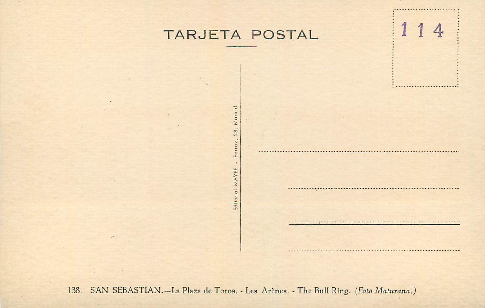 CPM San Sebastian La plaza de Toros Les Arenes The Bull Ring — Verso