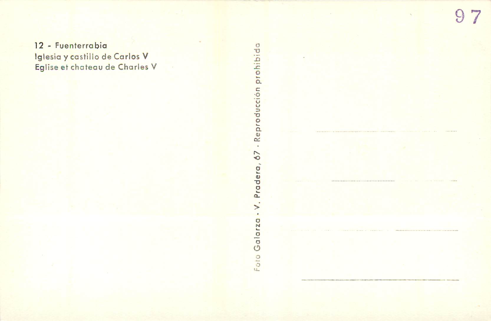 CPM Fuenterrabia Eglise et Chateau de Charles V — Rückseite