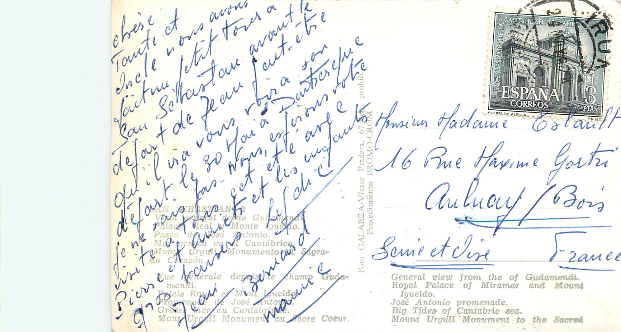CPM Recuerdo de San Sebastian — Rückseite