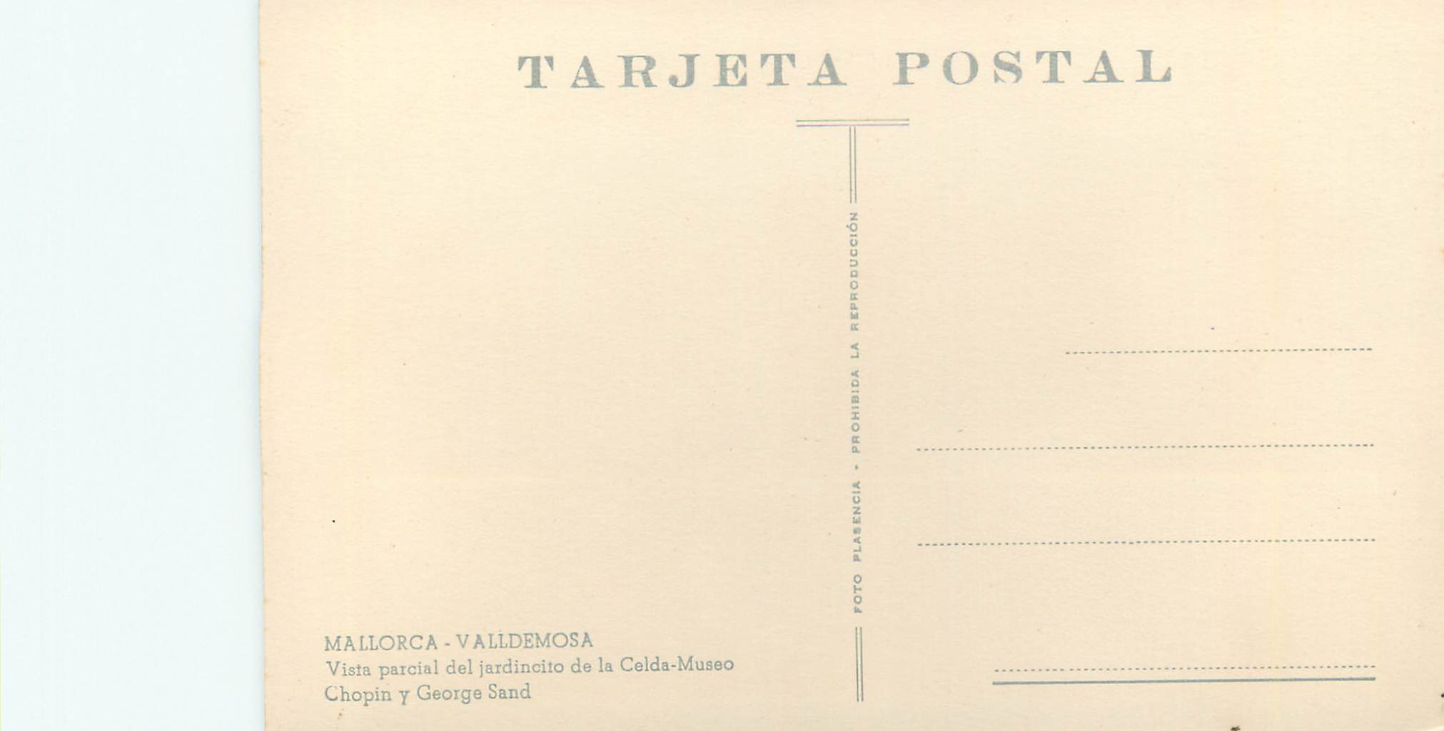 CPM Mallorca Valldemosa  Jardin de George Sand — Rückseite