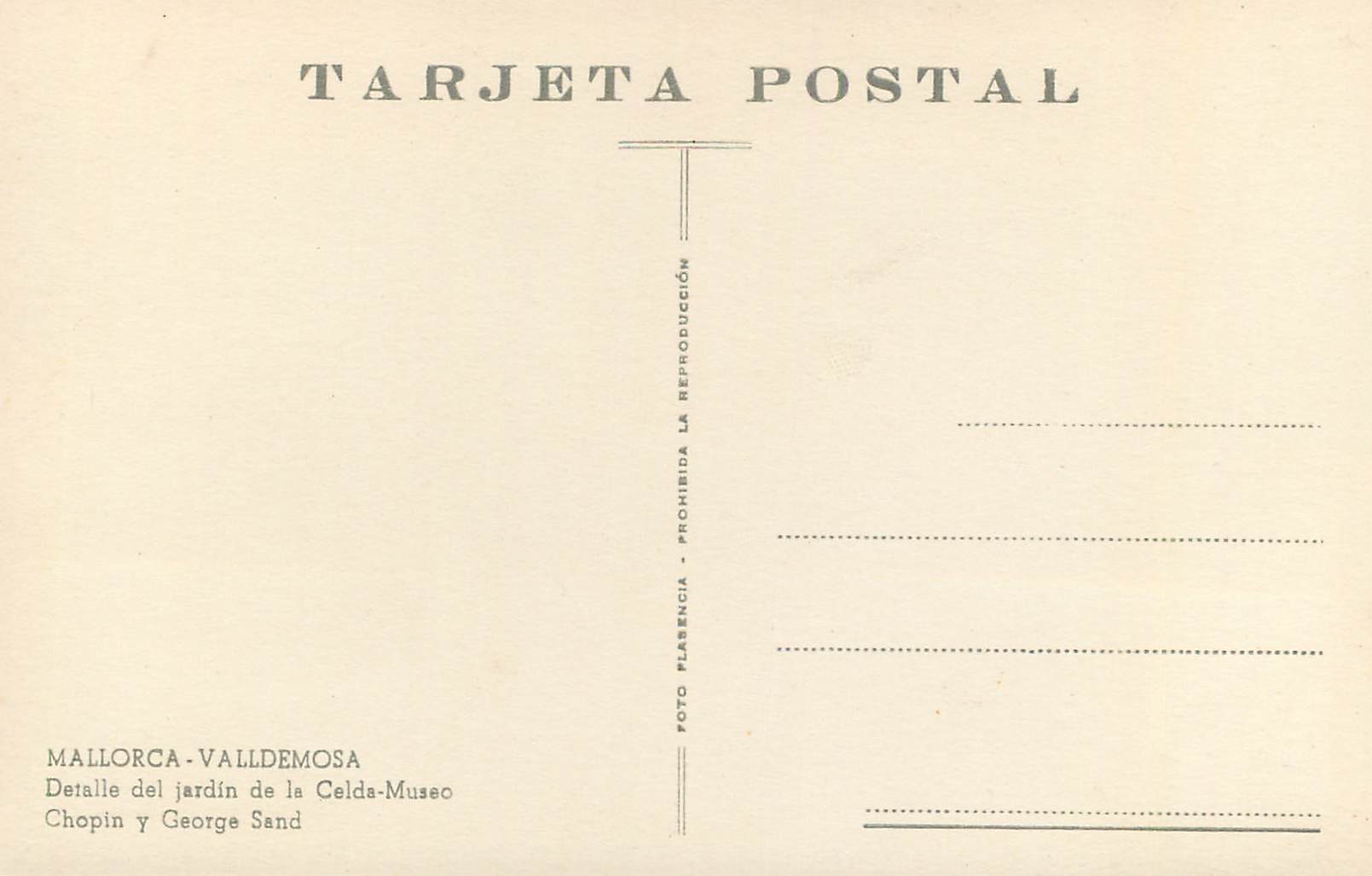 CPM Mallorca Valldemosa Deialle del Jardin de la Colda Museo Jardin de George Sand — Rückseite