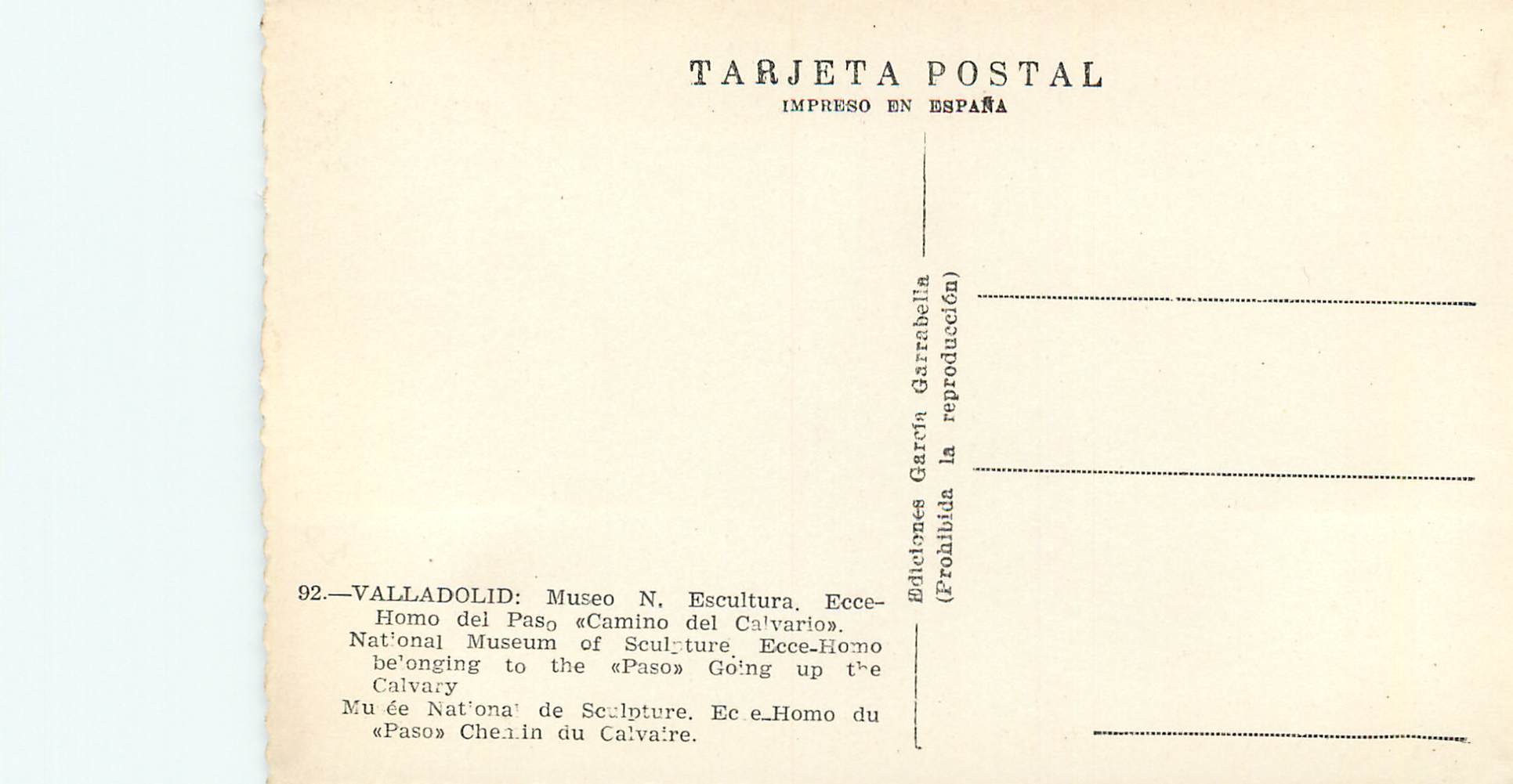 CPM Valladolid Musee National de Sculpture — Back