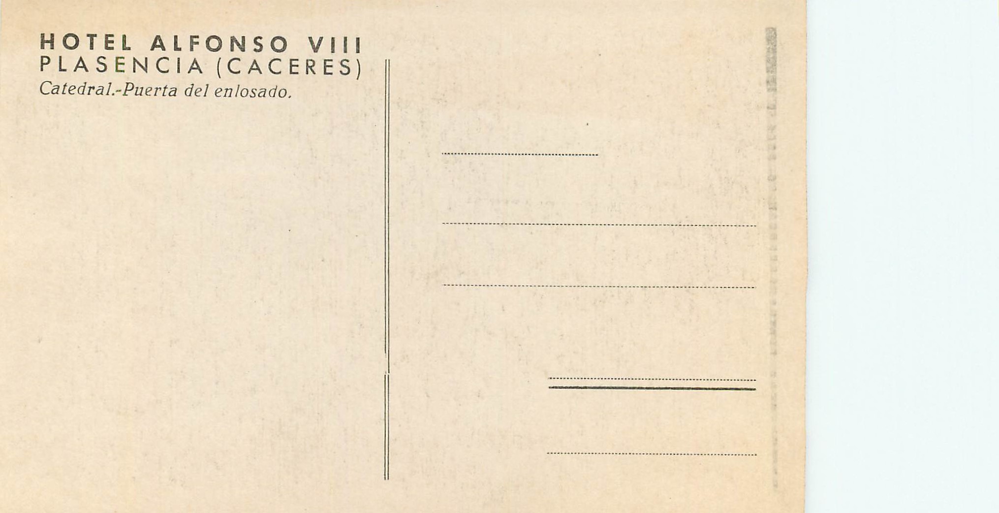 CPM Plasencia Caceres Hotel Alfonso VIII — Back