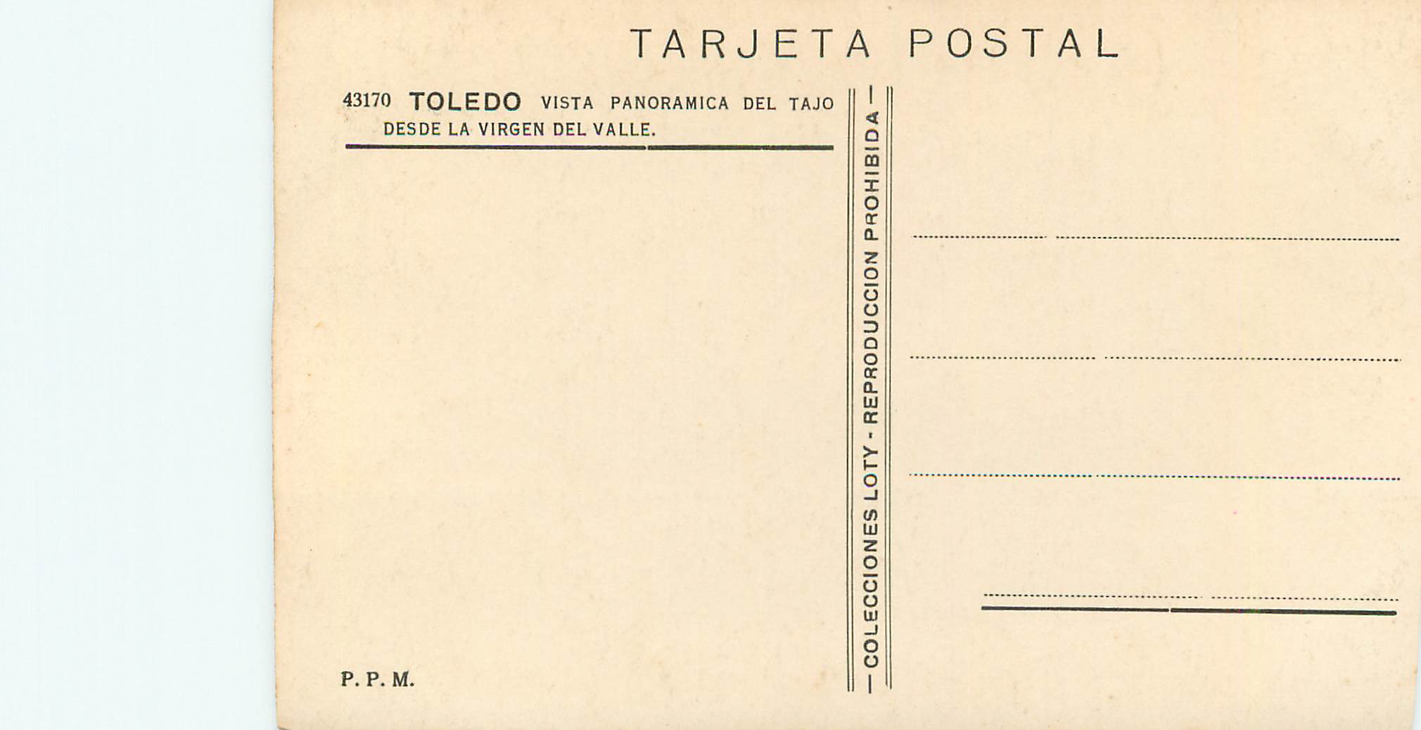 CPM Toledo Vista Panoramica del Tajo — Rückseite