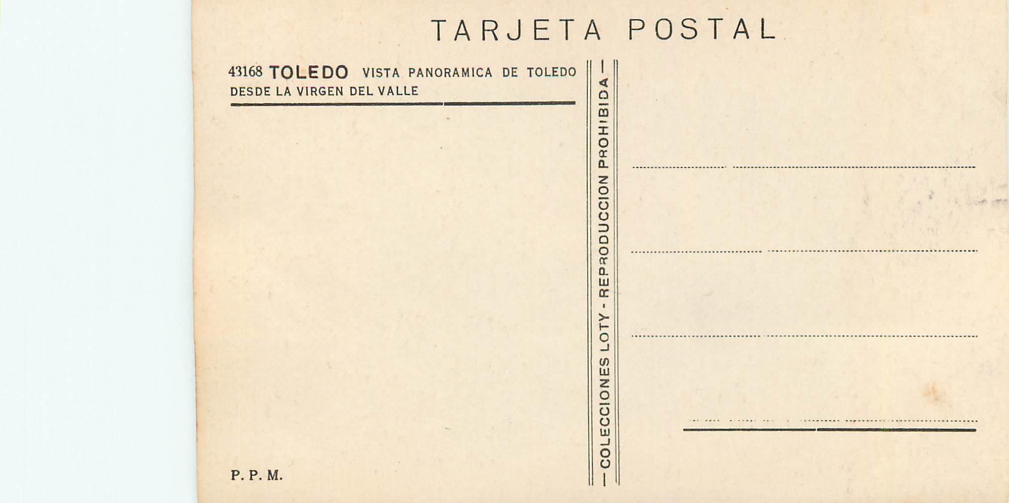 CPM Toledo Vista Panoramica de Toledo — Rückseite