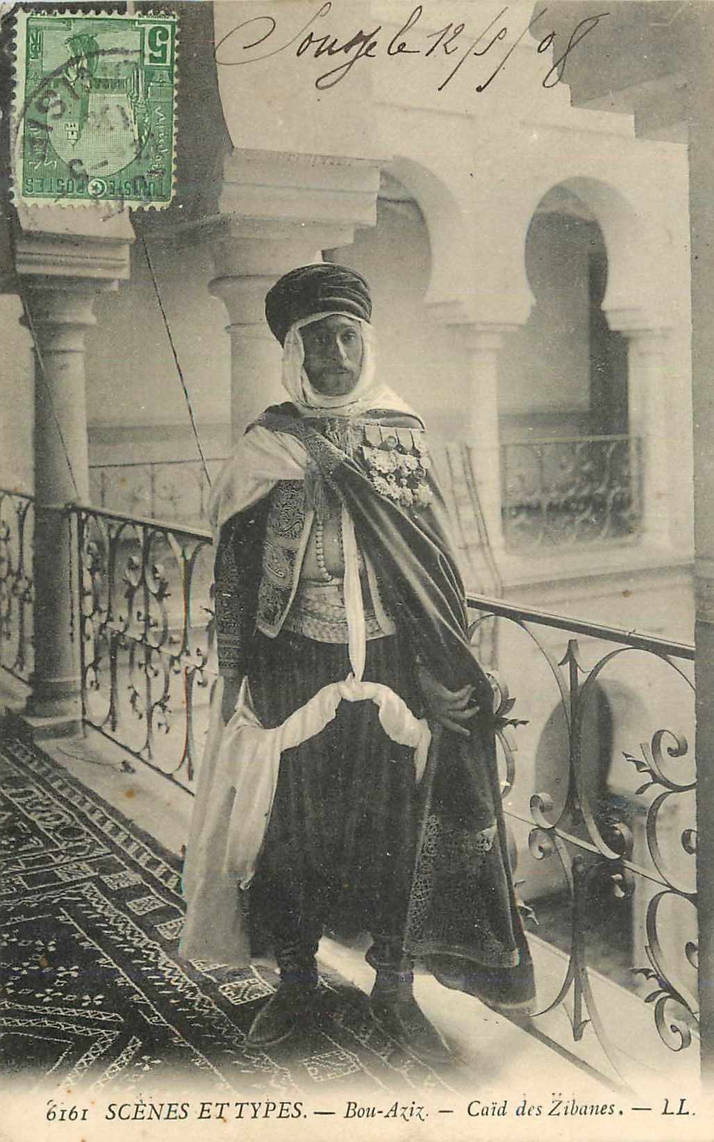 CPA Bou Aziz Caid des Zibanes Scenes et Types