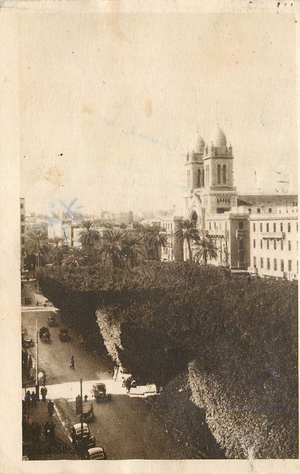 CPA Tunis Avenue Jules Ferry et Cathedrale