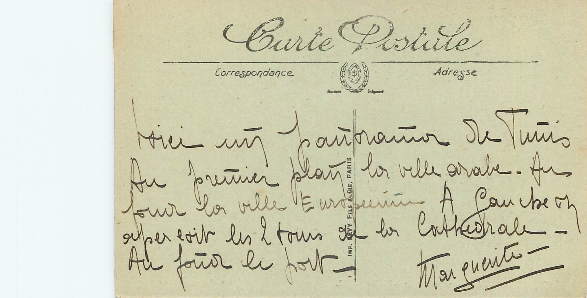 CPA Tunis Panorama pris du Dar El Bey — Rückseite
