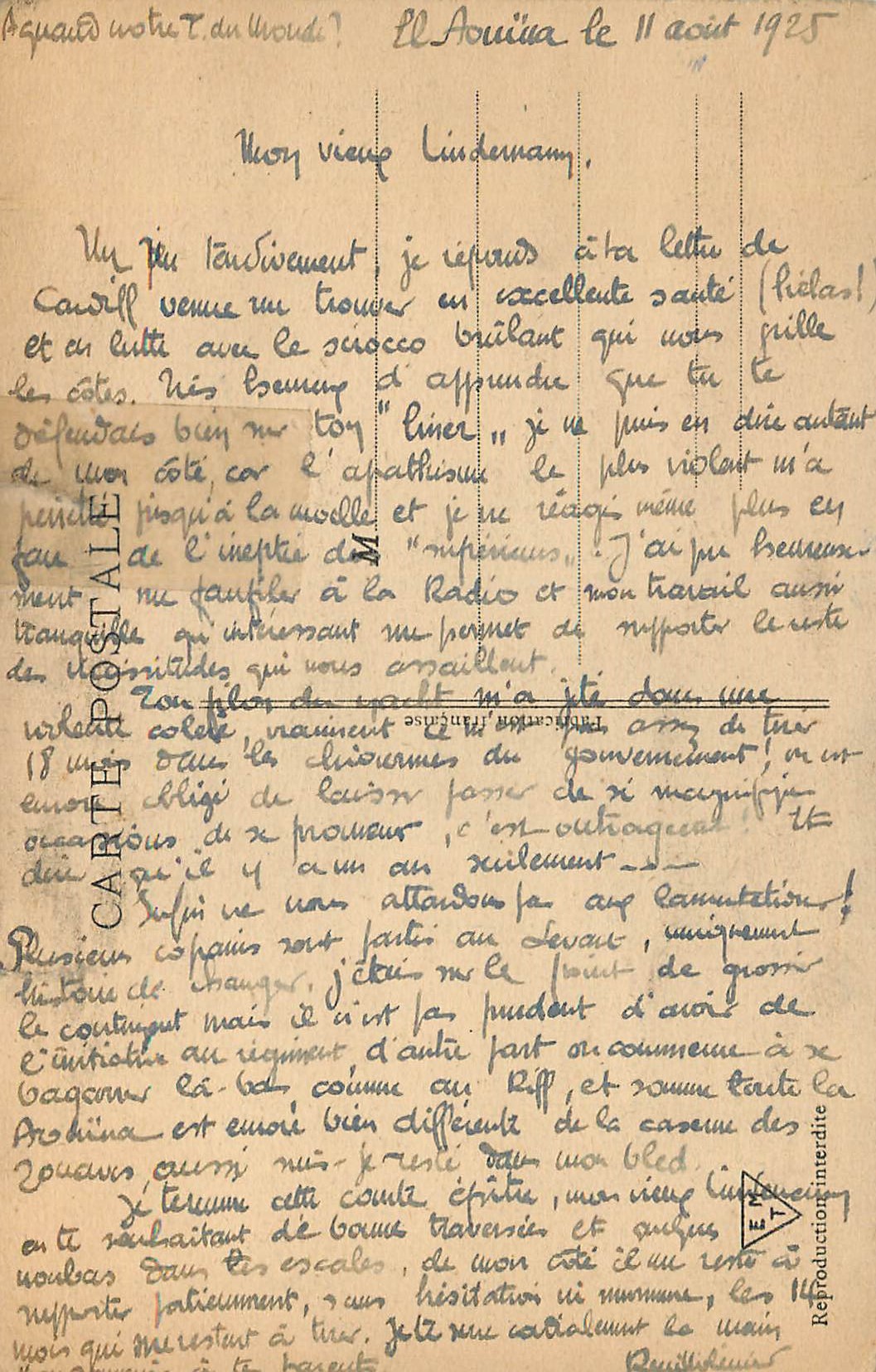CPA Tunis Souk el Attarine — Verso