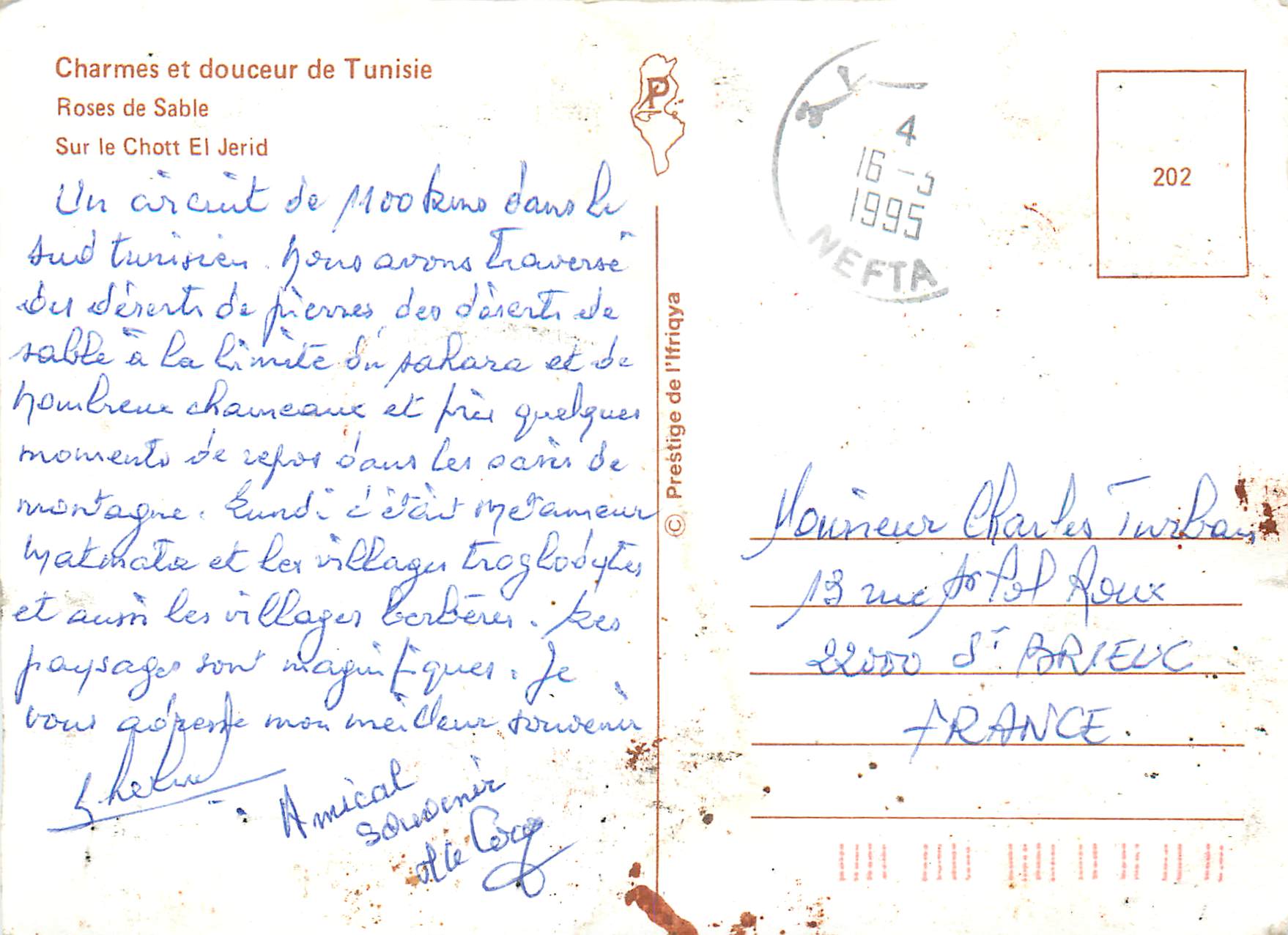 CPM Tunisie Roses de sable sur le Chott El Jerid — Rückseite