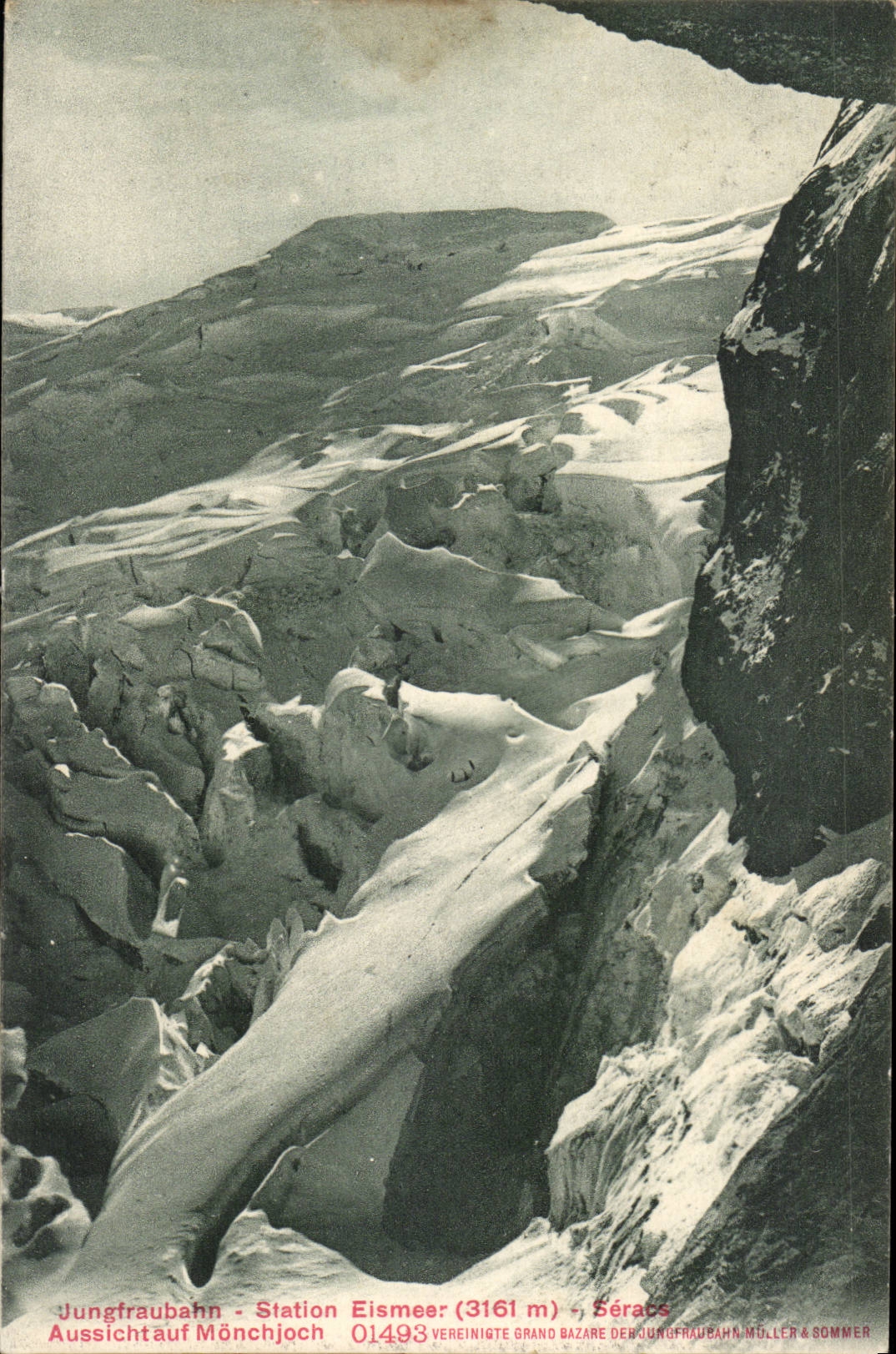Suisse - Berne - Jungfraubahn - Staion Eismeer 3161 m Aussicht auf Manchjoch - CPA 