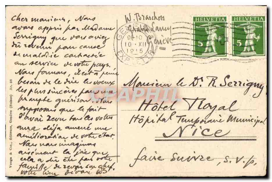Suisse - Geneve - Barques dechageant - bateau - Serrigny - CPA  — Rückseite