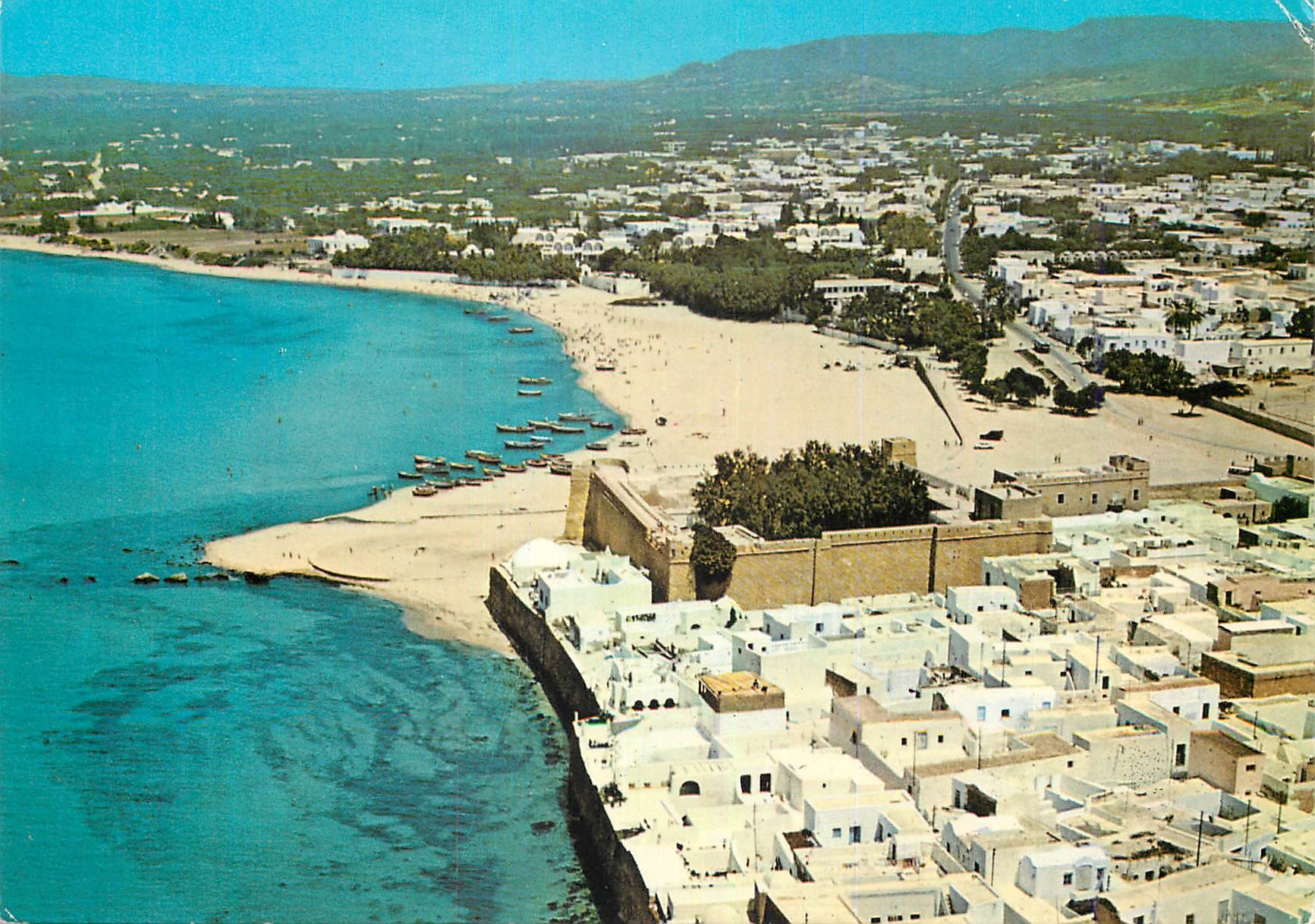 CPM Hammamet Tunisie Le fort et la plage vus d'Avion 