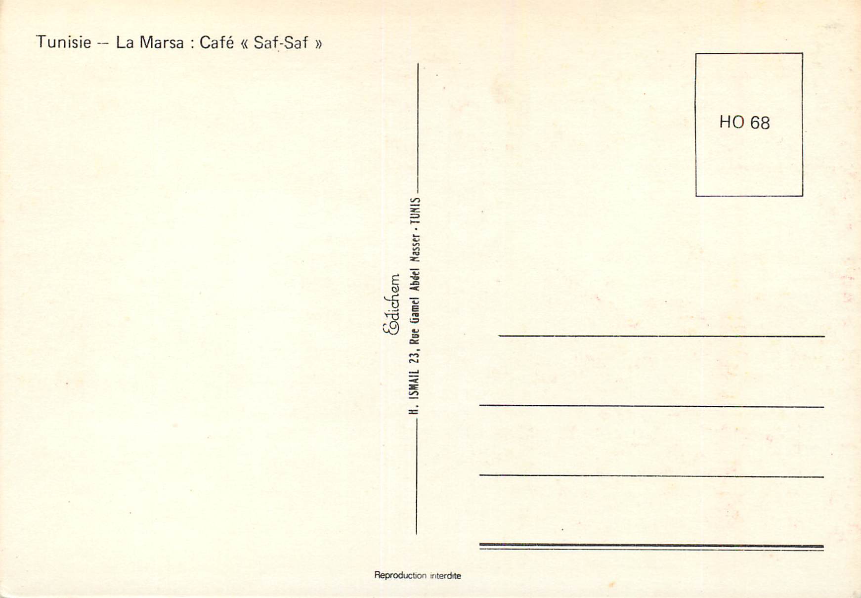 CPM Tunisie La Marsa Cafe Saf Saf Chameau — Back