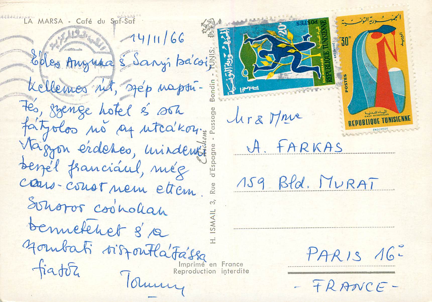 CPM La Marsa Cafe du Saf saf Chameau — Verso