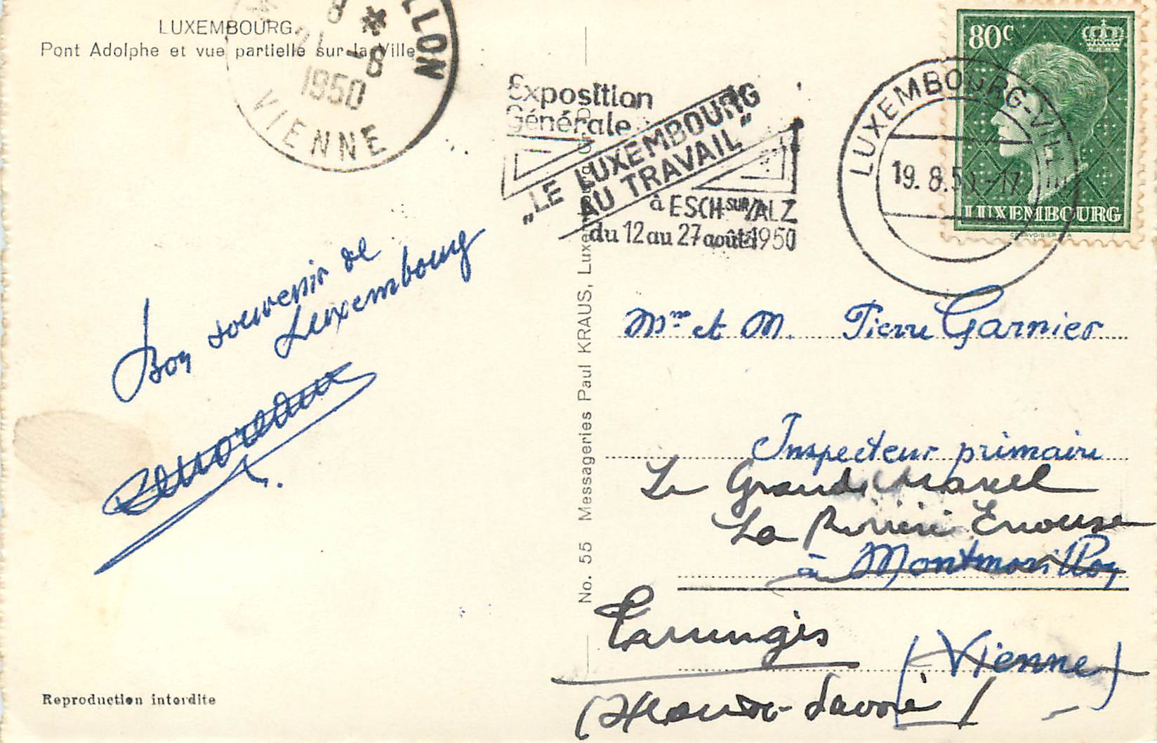CPM Luxembourg Pont Adolphe et vue partielle sur la Ville  — Rückseite