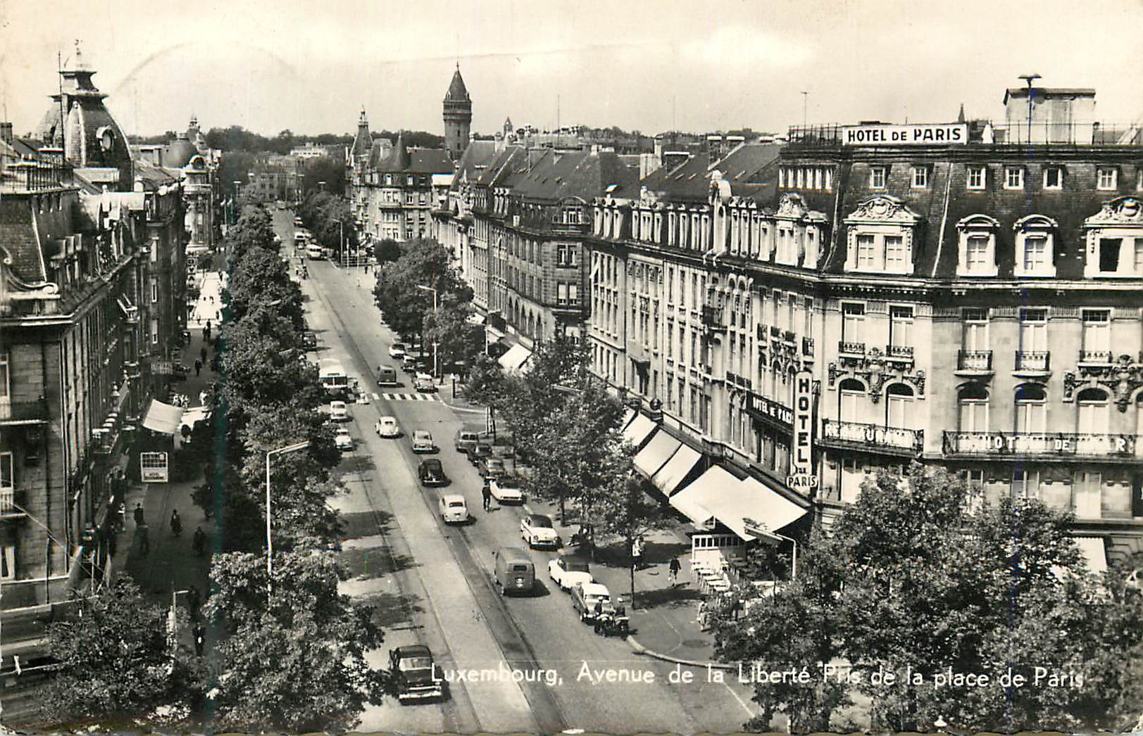 Luxemburg, Avenue de la Liberté — Ansicht des Hôtels de Paris — Éd. Les Bonnes Bières Luxembourgeoises