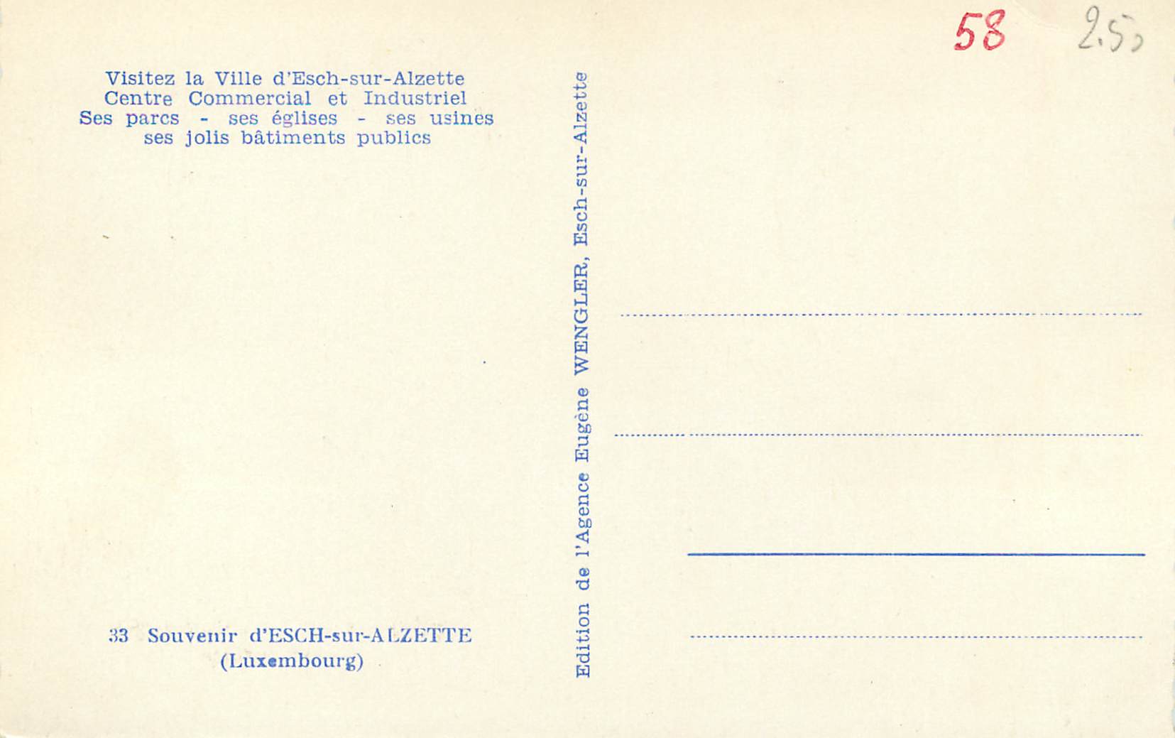 CPM Souvenir d'Esch sur Alzette  — Rückseite