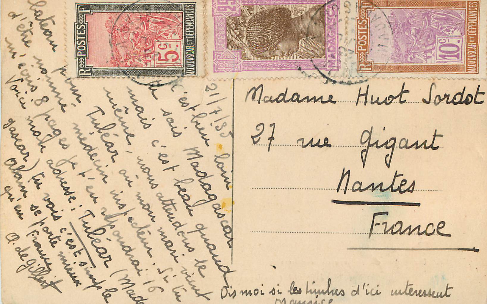 CPA Majunga Madagascar Avenue de France  — Rückseite